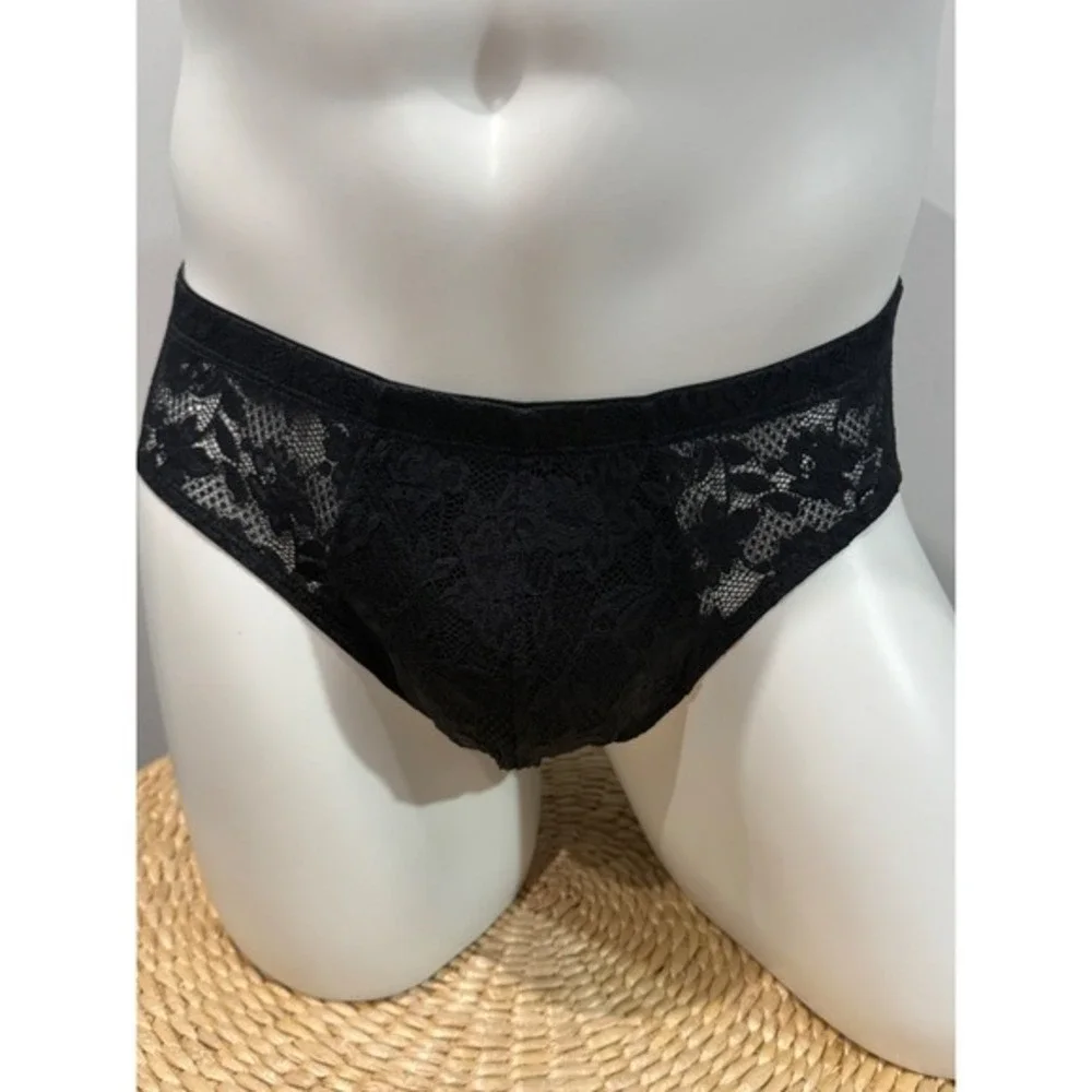 Cosabella Never Say Never Lace Micro Brief Black Sexy  Italian Lace Men's size L